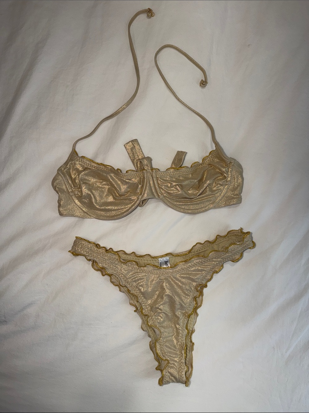 Gold Shimmery Bikini Set - Women's Swim